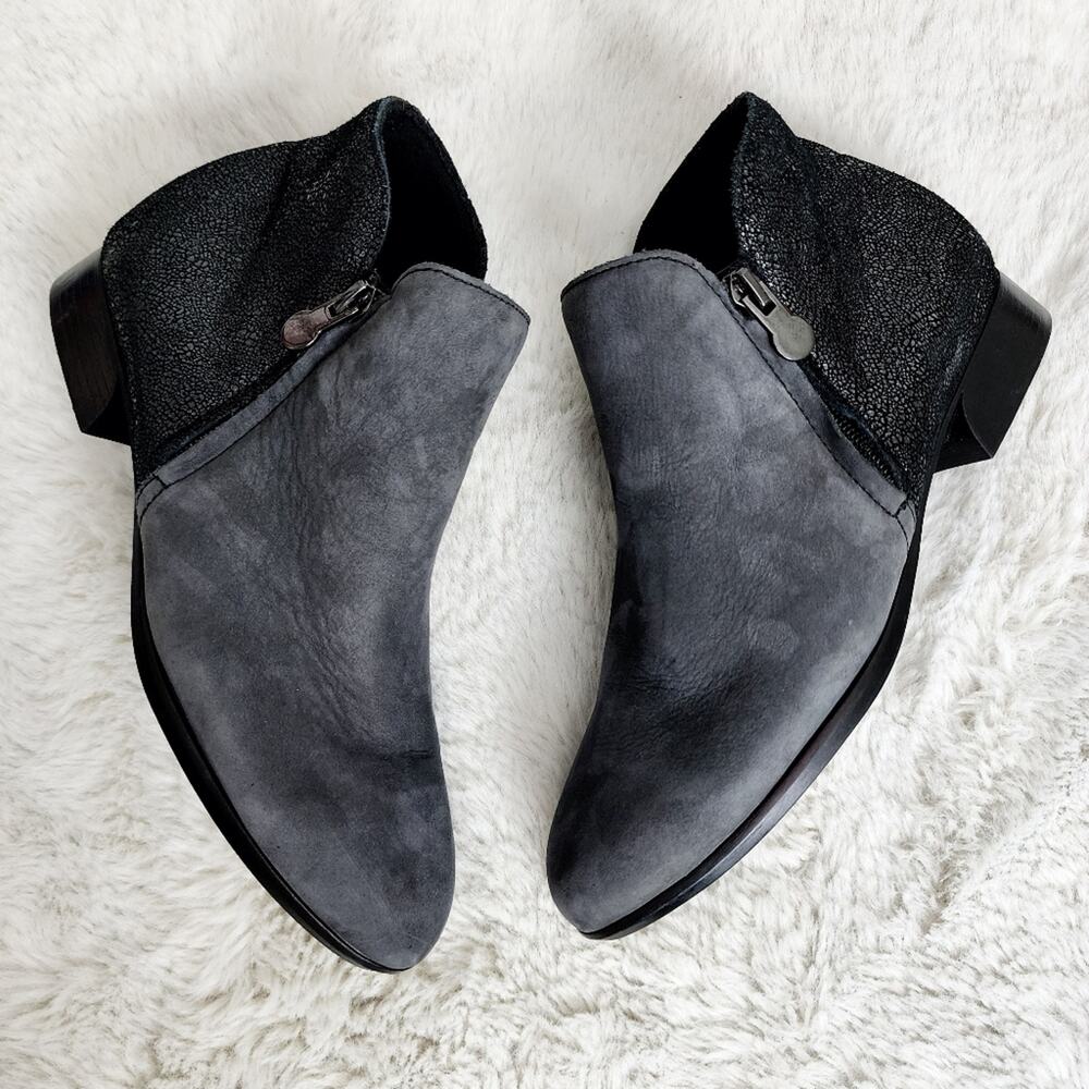 Munro Averee Gray Nubuck Suede Ankle Bootie Double Zipper Comfort Boot 7.5